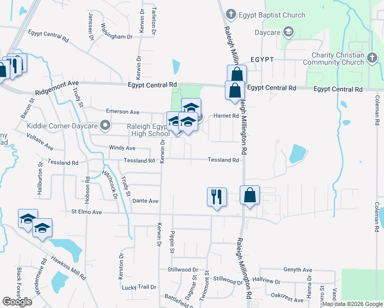 map of restaurants, bars, coffee shops, grocery stores, and more near 4160 Karen Cove in Memphis