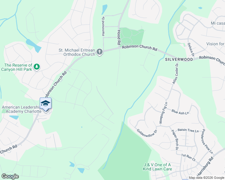 map of restaurants, bars, coffee shops, grocery stores, and more near 7045 Hood Road in Charlotte