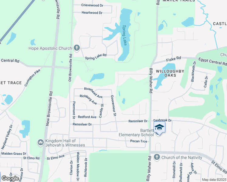 map of restaurants, bars, coffee shops, grocery stores, and more near 5768 Riverhead Avenue in Memphis