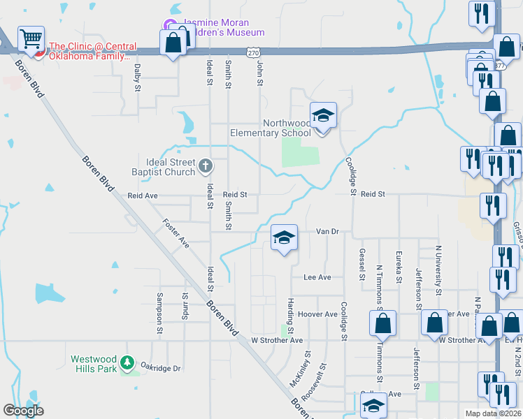 map of restaurants, bars, coffee shops, grocery stores, and more near 1600 John Street in Seminole