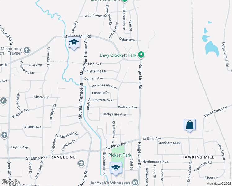 map of restaurants, bars, coffee shops, grocery stores, and more near 2554 Redvers Avenue in Memphis