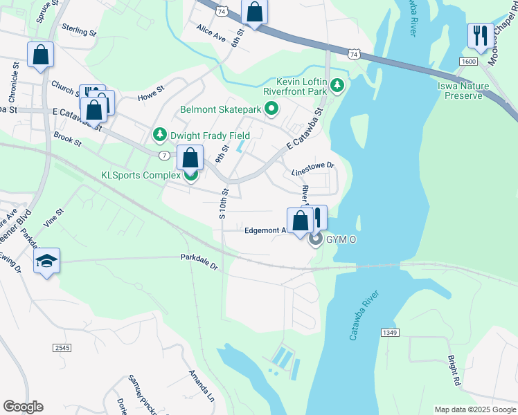 map of restaurants, bars, coffee shops, grocery stores, and more near 919A Laye Street in Belmont