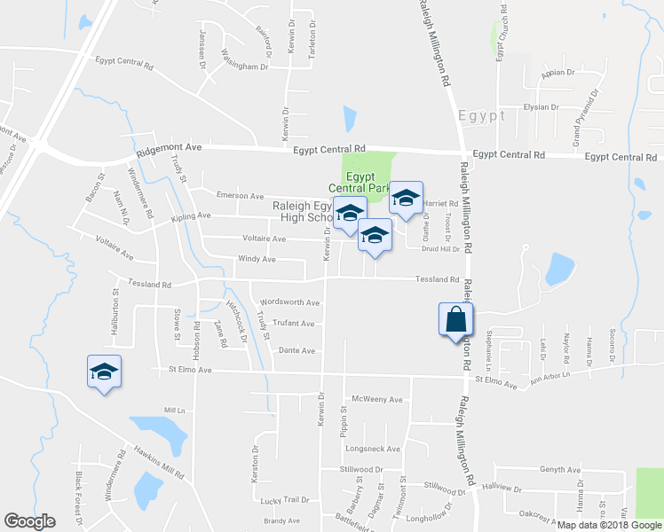 map of restaurants, bars, coffee shops, grocery stores, and more near 4136 Kerwin Drive in Memphis