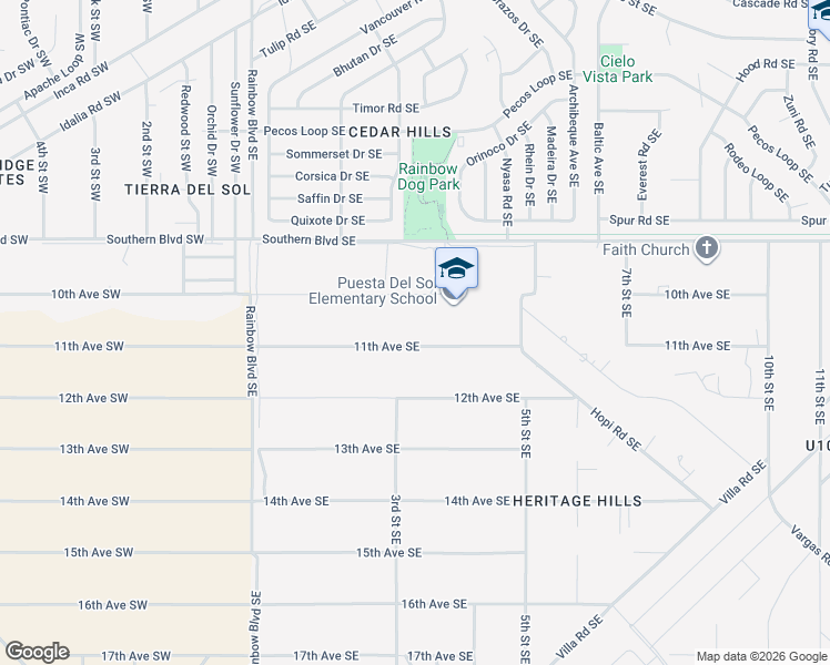 map of restaurants, bars, coffee shops, grocery stores, and more near 320 11th Avenue Northwest in Rio Rancho