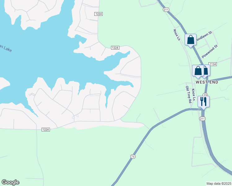 map of restaurants, bars, coffee shops, grocery stores, and more near 121 P3104 in Seven Lakes