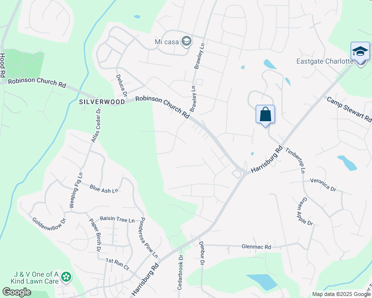 map of restaurants, bars, coffee shops, grocery stores, and more near 10014 Drawbridge Drive in Charlotte