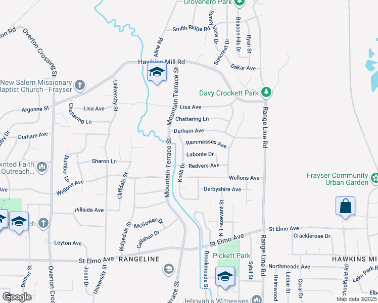 map of restaurants, bars, coffee shops, grocery stores, and more near 2456 Labonte Drive in Memphis