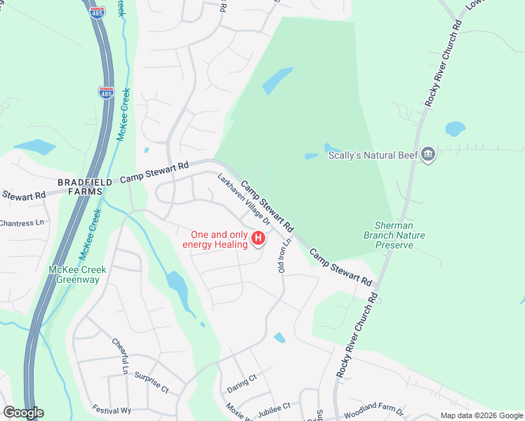 map of restaurants, bars, coffee shops, grocery stores, and more near 3638 Larkhaven Village Drive in Charlotte