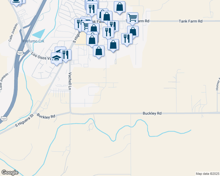 map of restaurants, bars, coffee shops, grocery stores, and more near 209 Foxtrot Court in San Luis Obispo