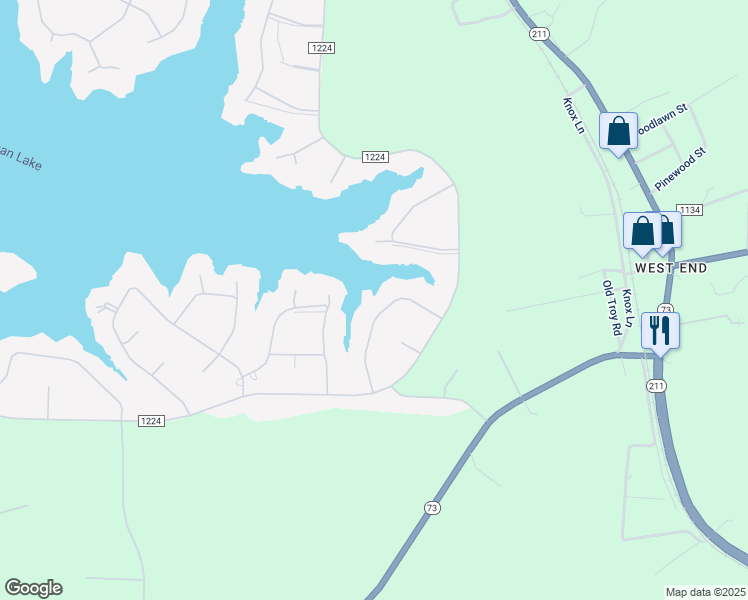 map of restaurants, bars, coffee shops, grocery stores, and more near 121 P3104 in Seven Lakes