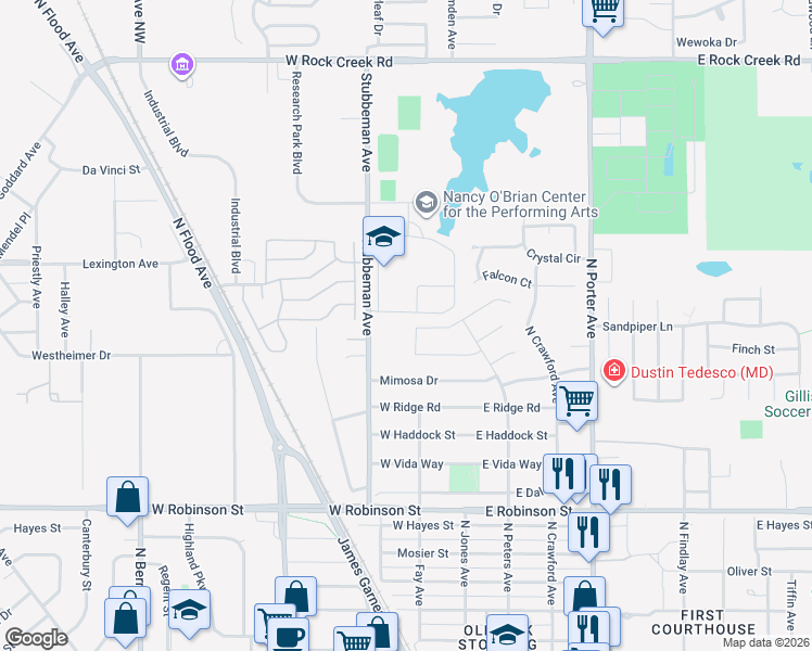 map of restaurants, bars, coffee shops, grocery stores, and more near 1714 Telstar Court in Norman