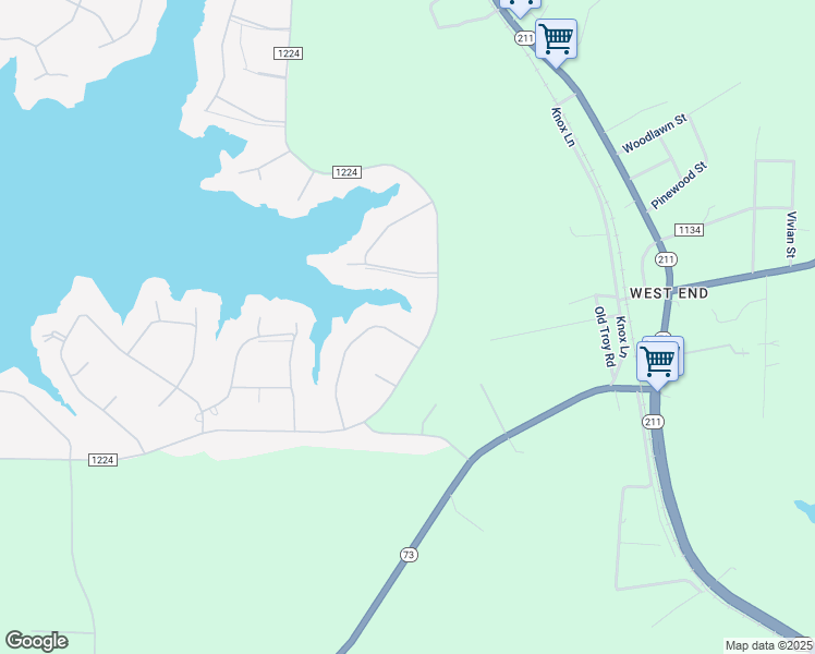 map of restaurants, bars, coffee shops, grocery stores, and more near P3104 in Seven Lakes