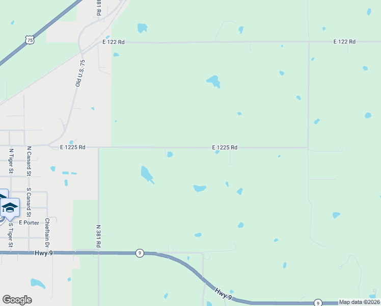 map of restaurants, bars, coffee shops, grocery stores, and more near 8143 East 1225 Road in Wetumka