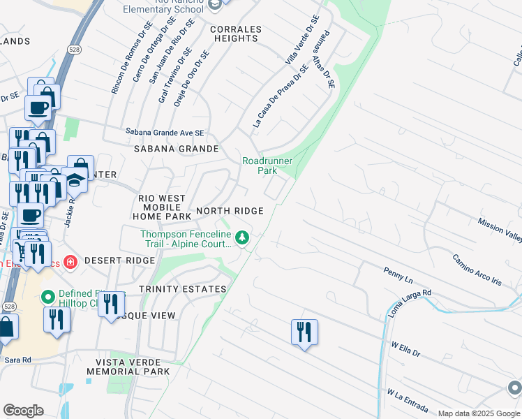 map of restaurants, bars, coffee shops, grocery stores, and more near 920 Riverview Drive Southeast in Rio Rancho