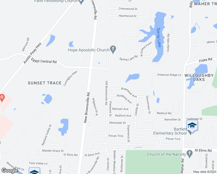 map of restaurants, bars, coffee shops, grocery stores, and more near 4137 Piermont Street in Memphis