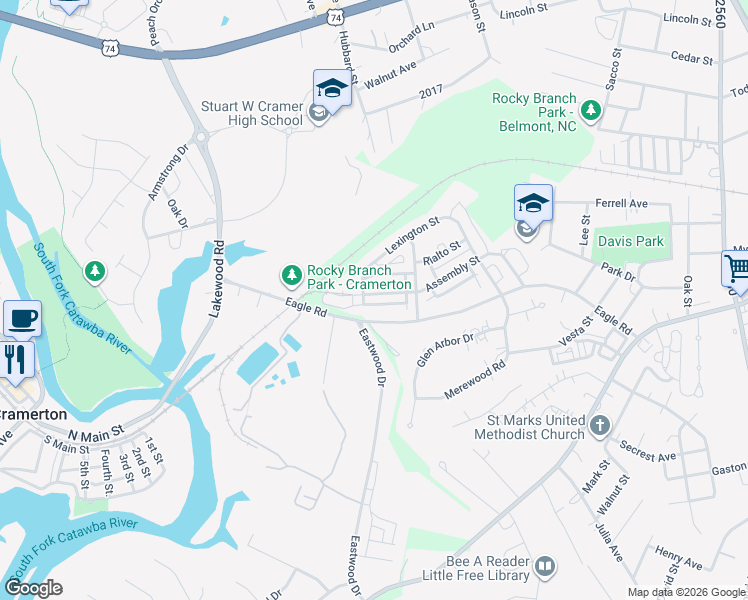map of restaurants, bars, coffee shops, grocery stores, and more near 1237 Assembly Street in Belmont