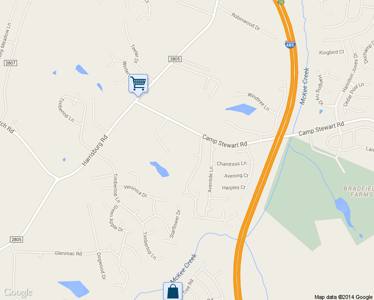 map of restaurants, bars, coffee shops, grocery stores, and more near 5321 Padstow Court in Charlotte