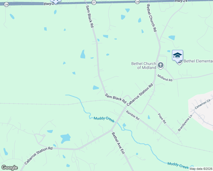 map of restaurants, bars, coffee shops, grocery stores, and more near 12901 Sam Black Road in Midland