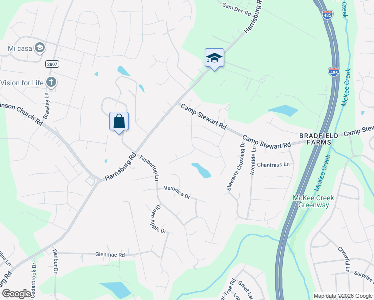 map of restaurants, bars, coffee shops, grocery stores, and more near 9690 Harrisburg Rd in Charlotte