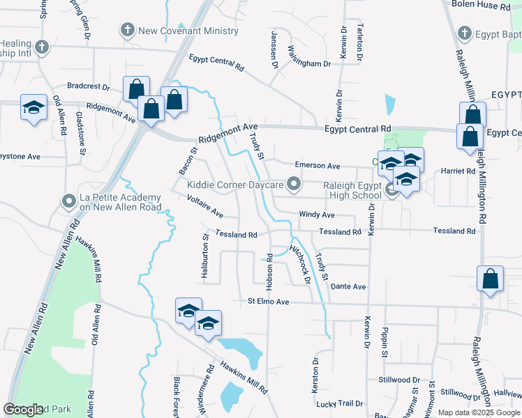 map of restaurants, bars, coffee shops, grocery stores, and more near 4163 Hobson Road in Memphis