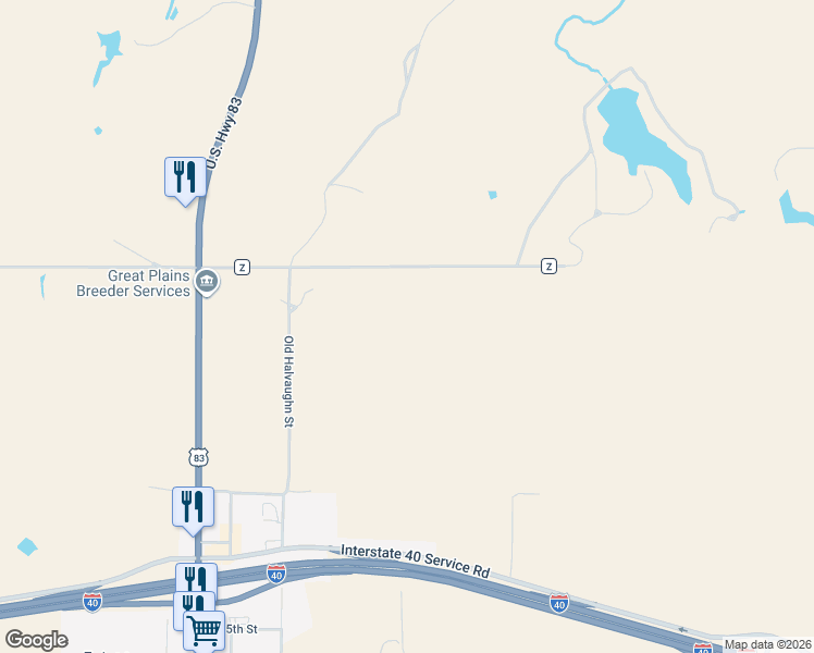 map of restaurants, bars, coffee shops, grocery stores, and more near in Shamrock