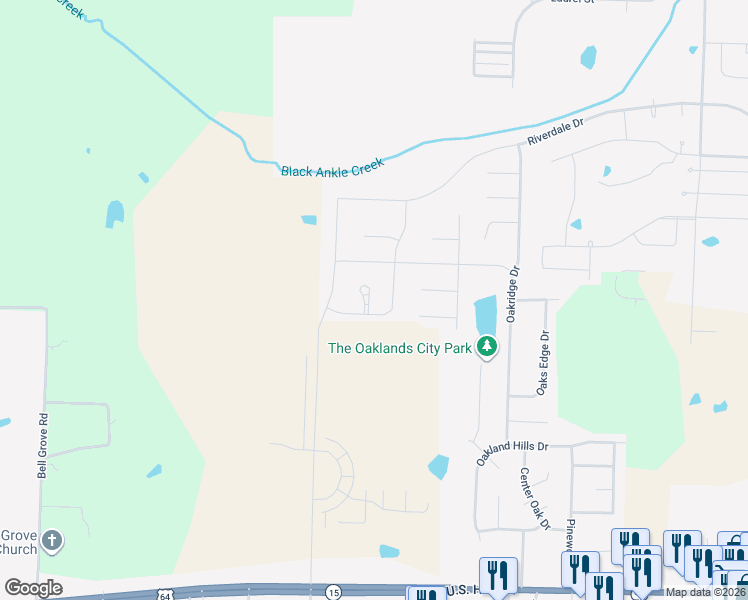 map of restaurants, bars, coffee shops, grocery stores, and more near 65 Misty Woods Cove in Oakland