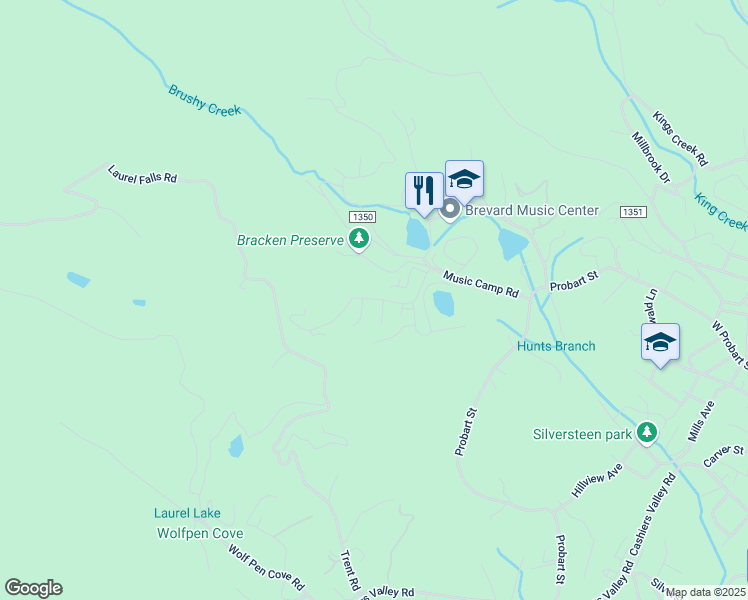 map of restaurants, bars, coffee shops, grocery stores, and more near 111 Waterford Dr in Brevard