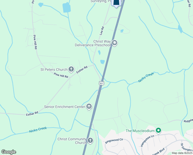 map of restaurants, bars, coffee shops, grocery stores, and more near 716 Lea Road in Moore County