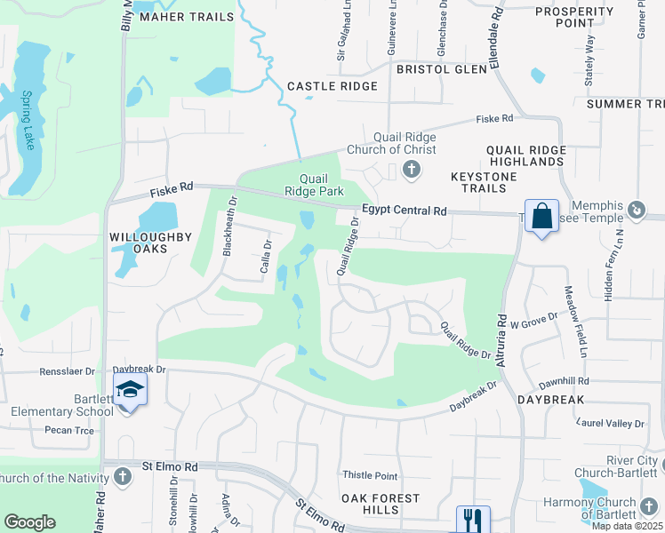 map of restaurants, bars, coffee shops, grocery stores, and more near 6248 Lake View Cove in Bartlett