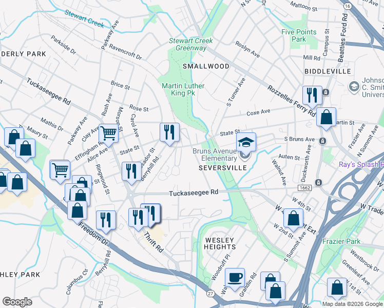 map of restaurants, bars, coffee shops, grocery stores, and more near 810 Gesco Street in Charlotte