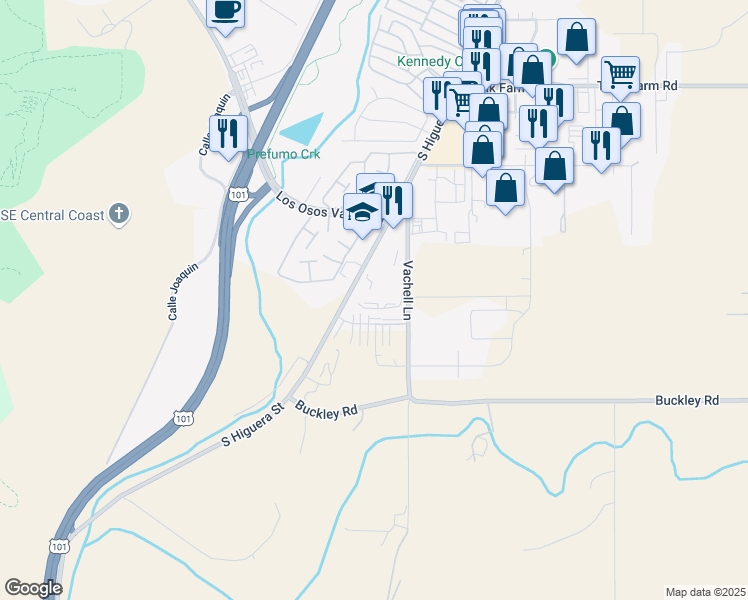 map of restaurants, bars, coffee shops, grocery stores, and more near 4325 South Higuera Street in San Luis Obispo