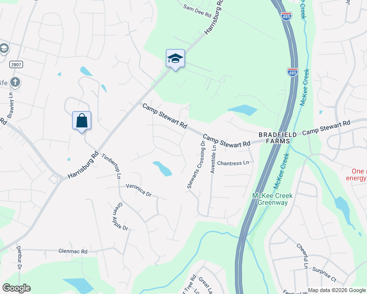 map of restaurants, bars, coffee shops, grocery stores, and more near 5321 Padstow Court in Charlotte