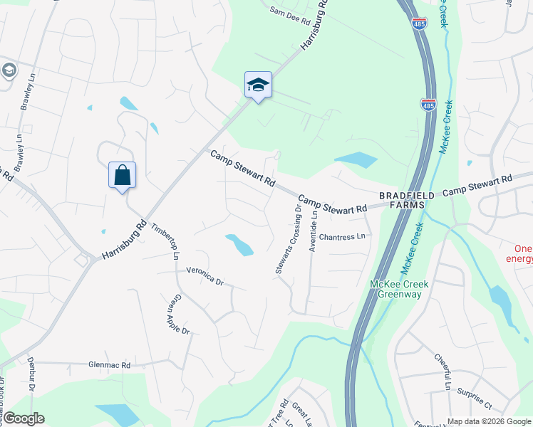 map of restaurants, bars, coffee shops, grocery stores, and more near 5321 Padstow Court in Charlotte