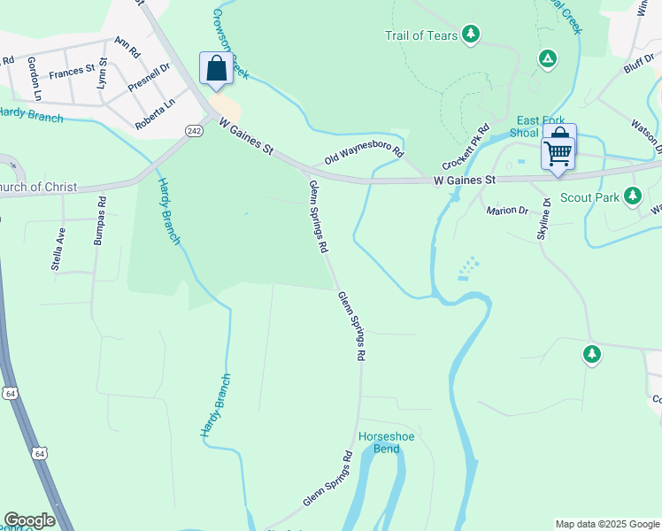 map of restaurants, bars, coffee shops, grocery stores, and more near 125 Glenn Springs Road in Lawrenceburg
