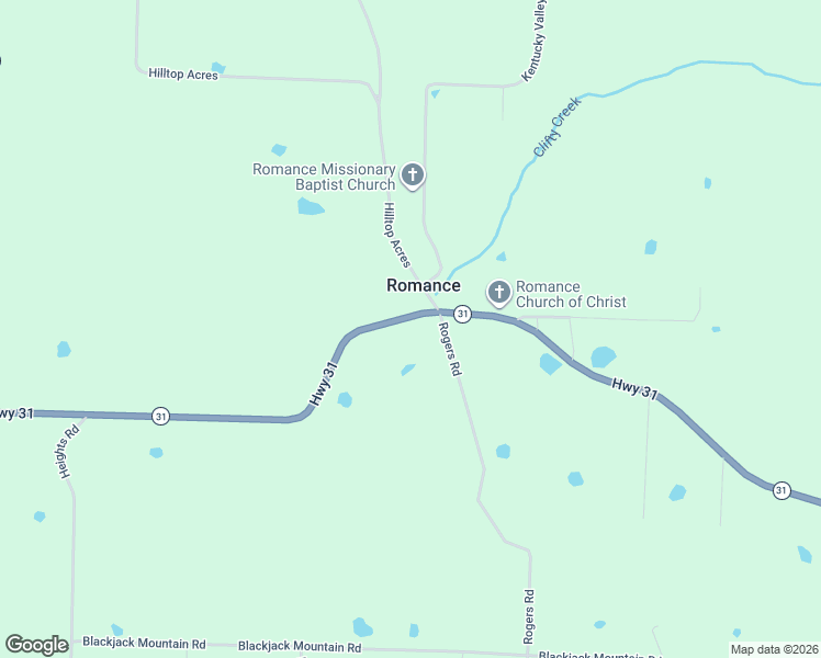 map of restaurants, bars, coffee shops, grocery stores, and more near 272 Highway 31 in Romance