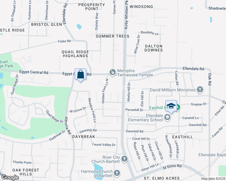 map of restaurants, bars, coffee shops, grocery stores, and more near 4170 Hobbs Cove in Bartlett