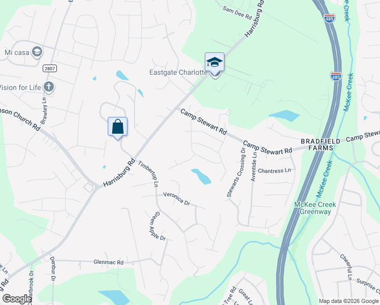 map of restaurants, bars, coffee shops, grocery stores, and more near 9690 Harrisburg Rd in Charlotte