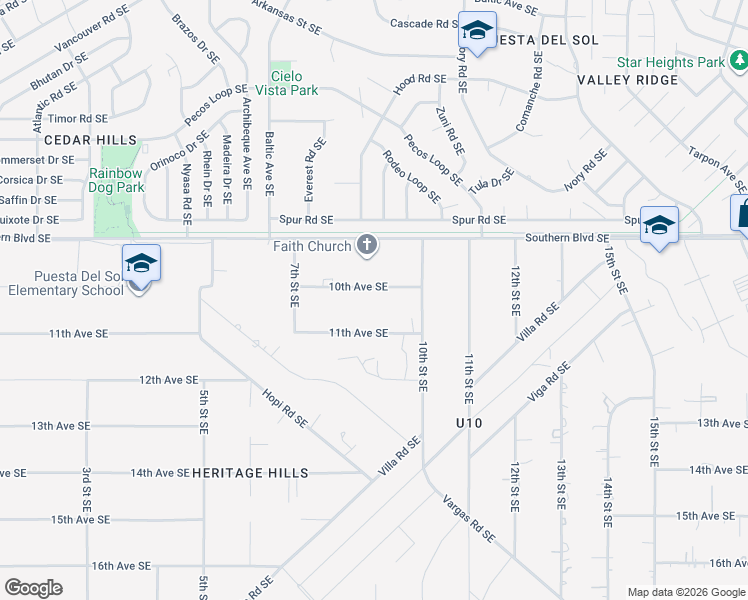 map of restaurants, bars, coffee shops, grocery stores, and more near 824 10th Avenue Southeast in Rio Rancho