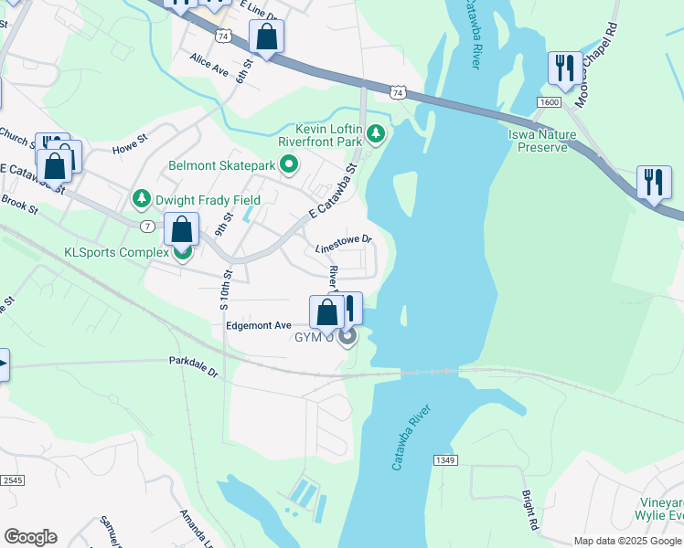 map of restaurants, bars, coffee shops, grocery stores, and more near 112 Linestowe Drive in Belmont