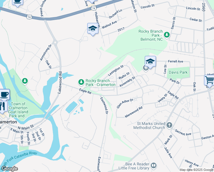 map of restaurants, bars, coffee shops, grocery stores, and more near 1237 Assembly Street in Belmont