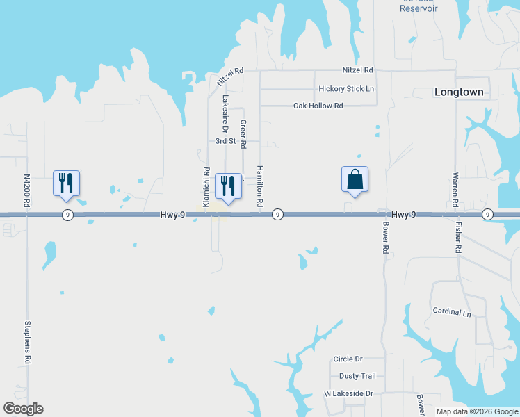 map of restaurants, bars, coffee shops, grocery stores, and more near 9 Oklahoma 9 in Eufaula