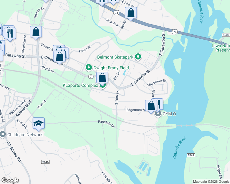map of restaurants, bars, coffee shops, grocery stores, and more near 811 Brook Street in Belmont