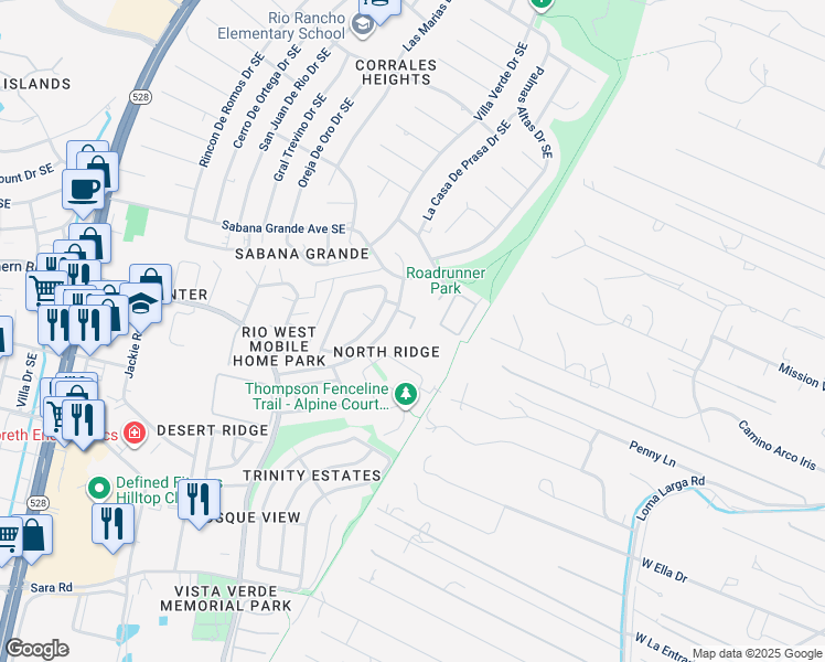 map of restaurants, bars, coffee shops, grocery stores, and more near 1018 Joshua Drive in Rio Rancho