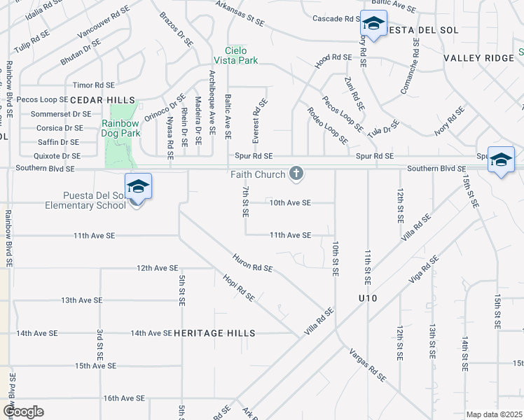map of restaurants, bars, coffee shops, grocery stores, and more near 712 10th Avenue Southeast in Rio Rancho