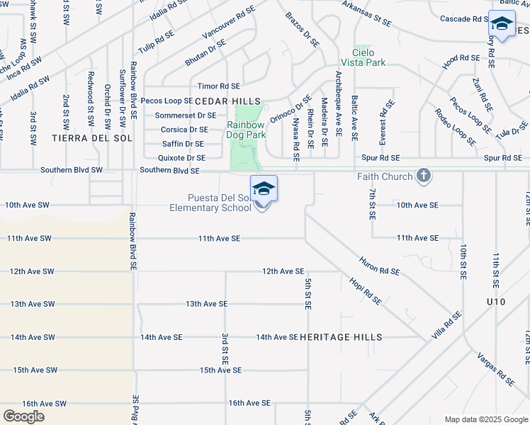 map of restaurants, bars, coffee shops, grocery stores, and more near 450 Southern Boulevard Southeast in Rio Rancho