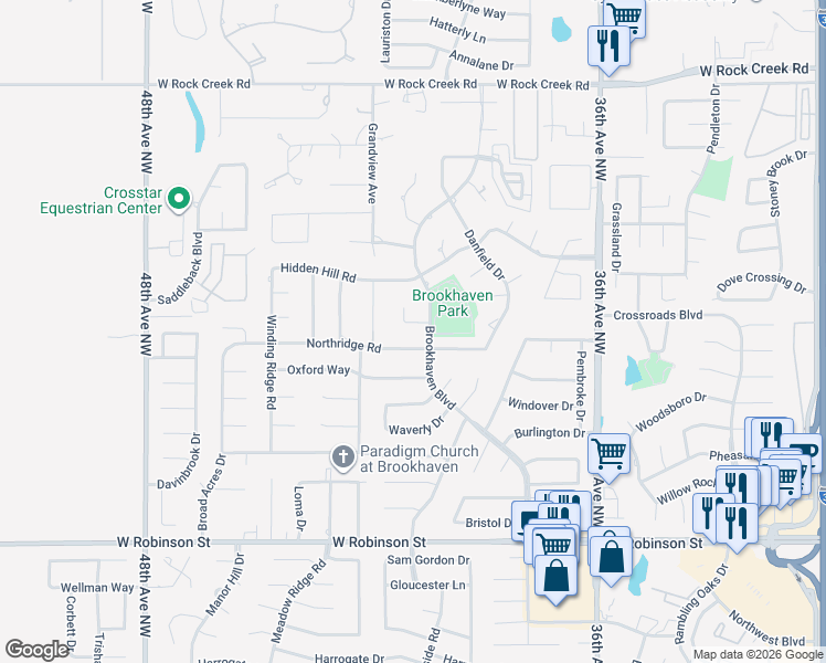 map of restaurants, bars, coffee shops, grocery stores, and more near 3908 Charing Cross Ct in Norman