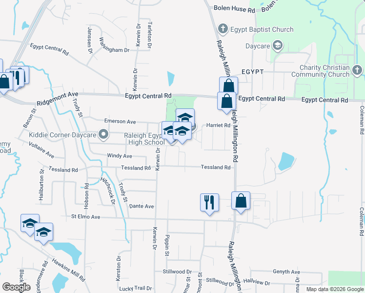 map of restaurants, bars, coffee shops, grocery stores, and more near 4160 Karen Cove in Memphis