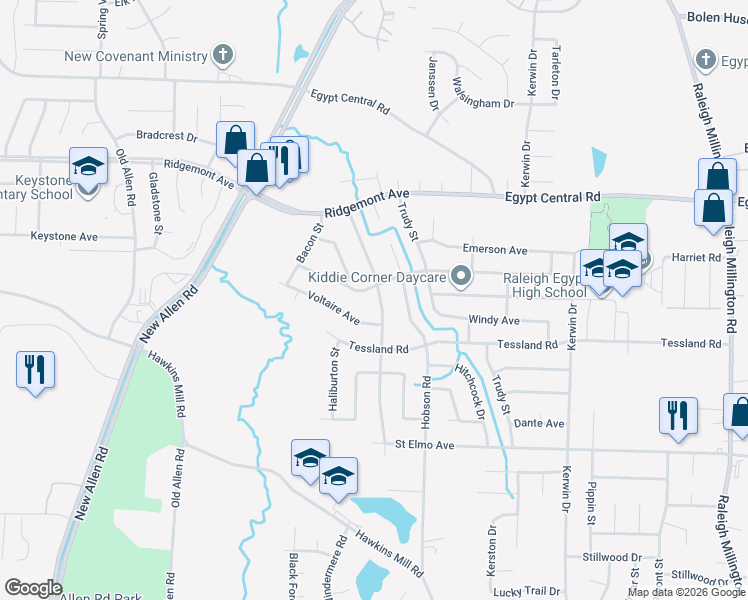 map of restaurants, bars, coffee shops, grocery stores, and more near 3659 Kipling Avenue in Memphis