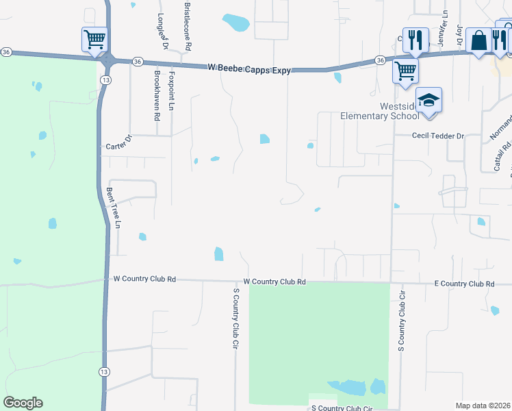 map of restaurants, bars, coffee shops, grocery stores, and more near 3 Ridgewood Lane in Searcy