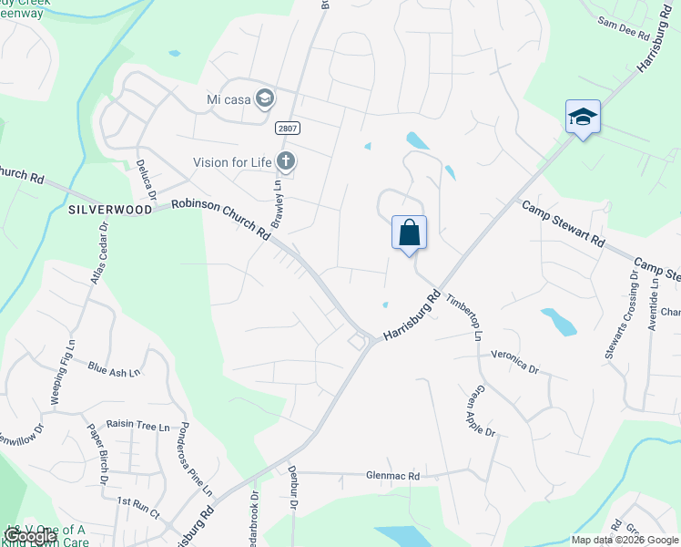 map of restaurants, bars, coffee shops, grocery stores, and more near 4204 Jones Creek Lane in Charlotte